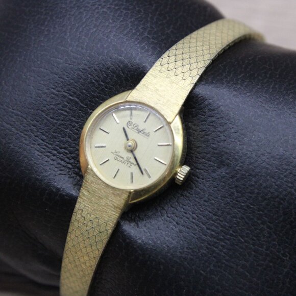 Vintage Dufonte Lucien Piccard Watch Womens Gold Tone Stainless Steel Rare 60's - Picture 3 of 10